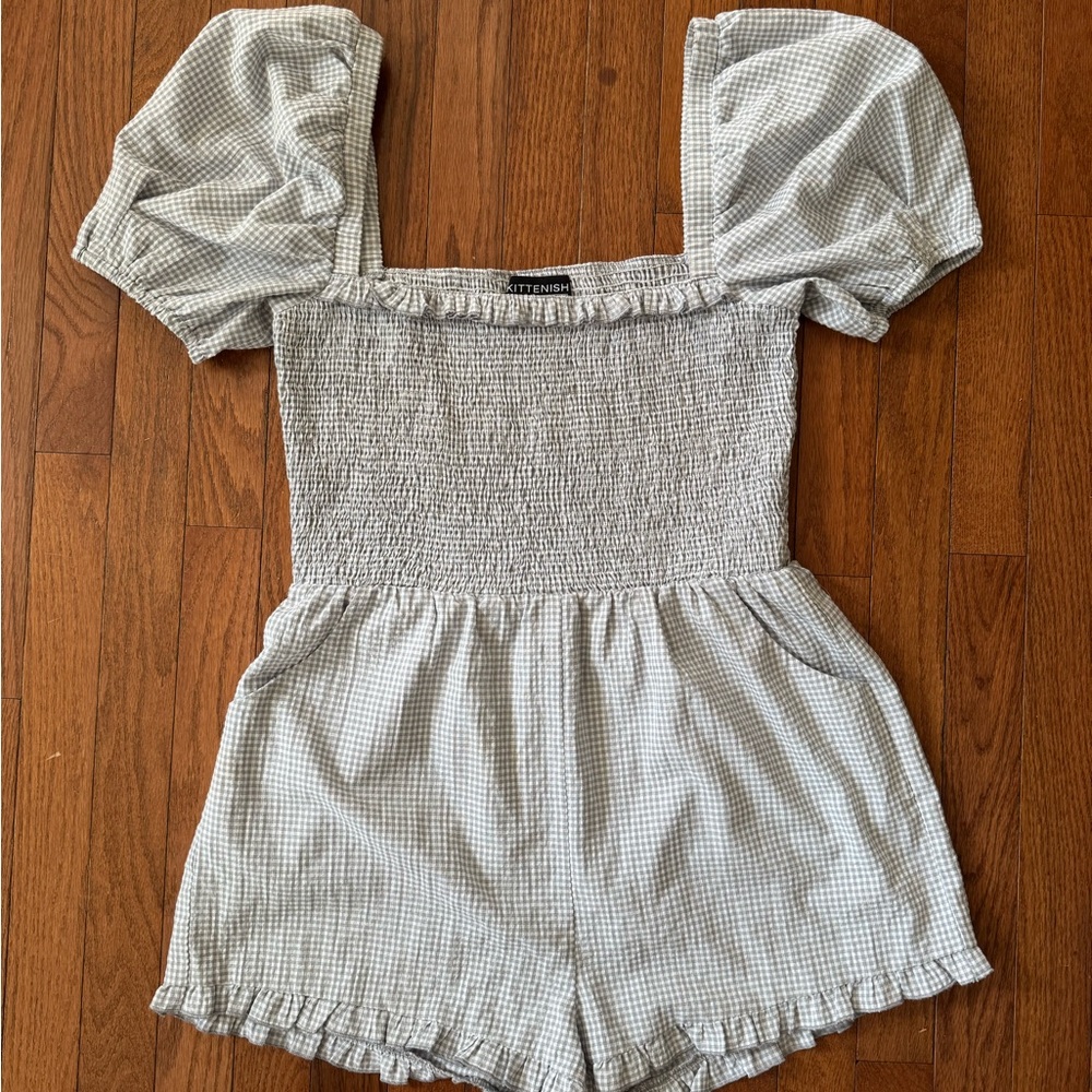 Kittenish Gingham Romper